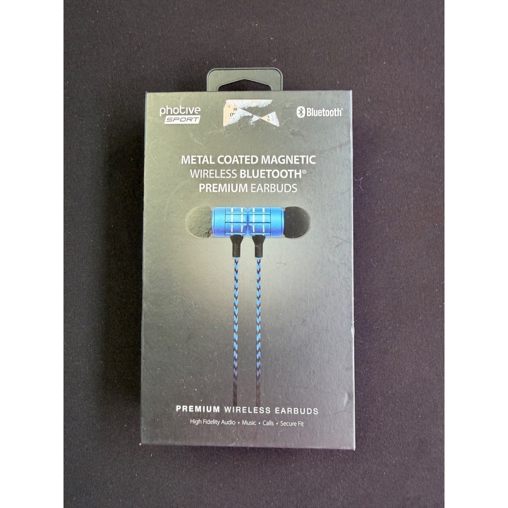 Photive Sport Bluetooth Earbuds In-Ear Blue Wireless Multifunction Button SEALED - Picture 7 of 7